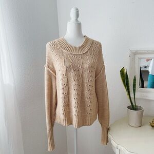 Free People Cream Knit Sweater Large